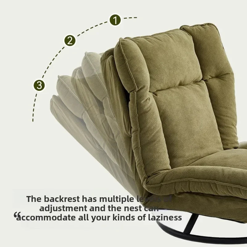 New rotating sofa chair, living room balcony fabric lazy sofa, adjustable backrest rotating leisure chair swivel chair Oasis Select