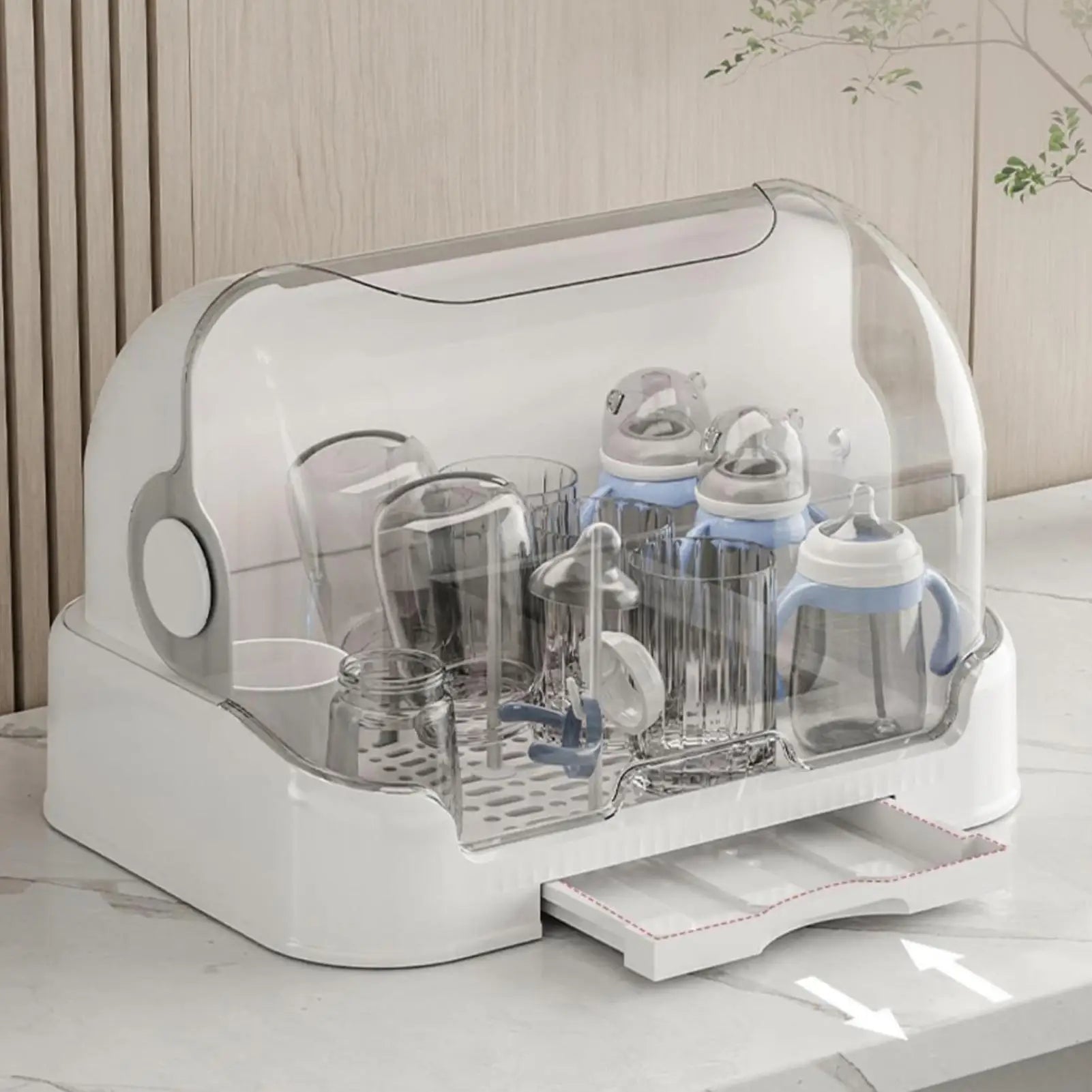 Baby Bottle Storage Organizer Large Baby Bottle Organizer with Cover Dust-Proof Containers for Pump Feeding Pantry Countertop Oasis Select