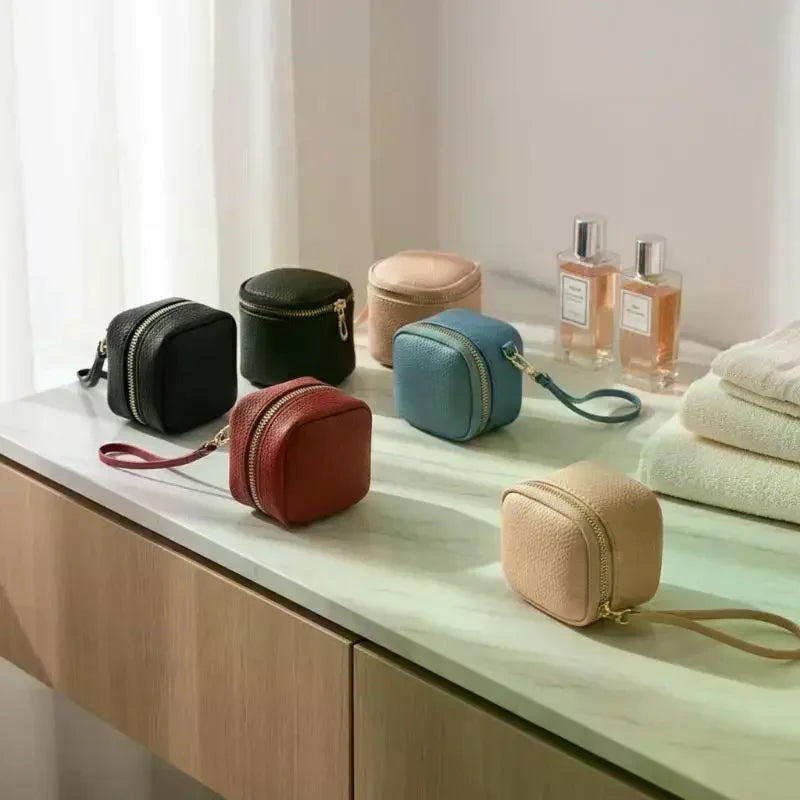 Vintage PU Leather Cosmetic Bag – Zipper Travel Makeup Pouch Cosmetic Travel Bag Oasis Select