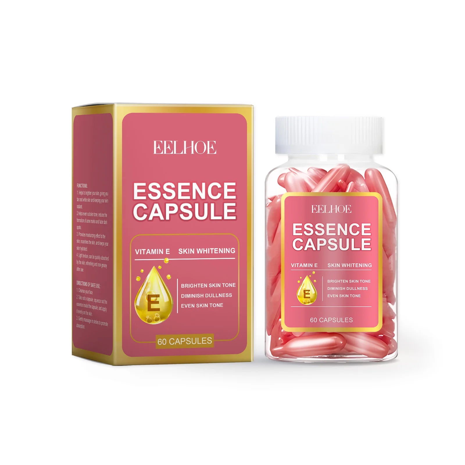EELHOE Vitamin E Face Serum Capsules – Brighten & Firm 60pc Face Serum Capsules Oasis Select Brighten Serum