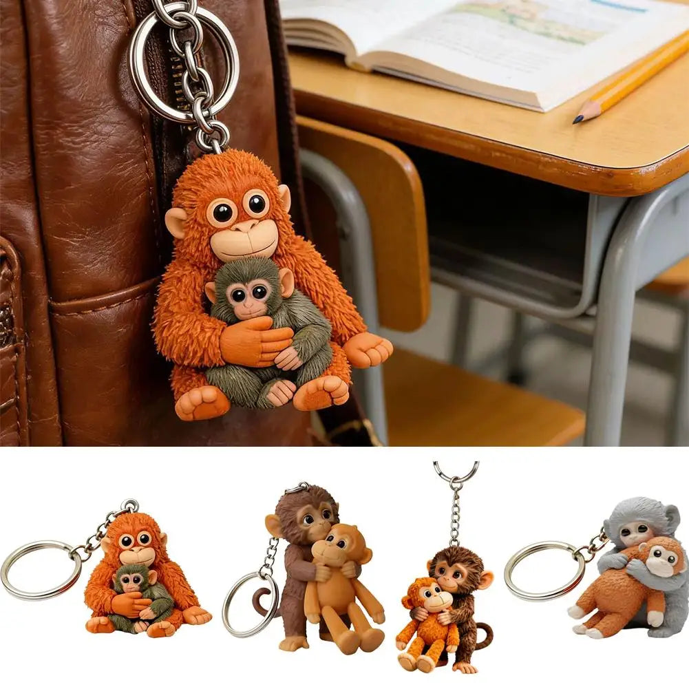 Cute Monkey Keychain Charm – Backpack, Keys & Car Gift