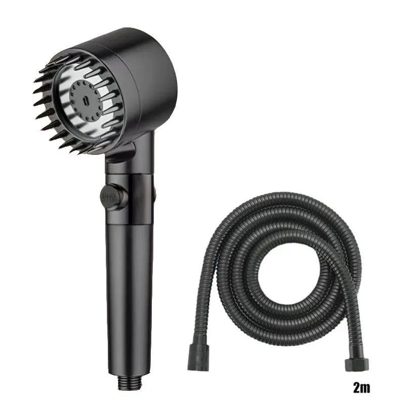 Hand Filter Portable Shower for Bathroom Items Showerhead Water Saving Shower Knobs Accessories Showers Replete Handle Pipe Home Oasis Select Black suit D