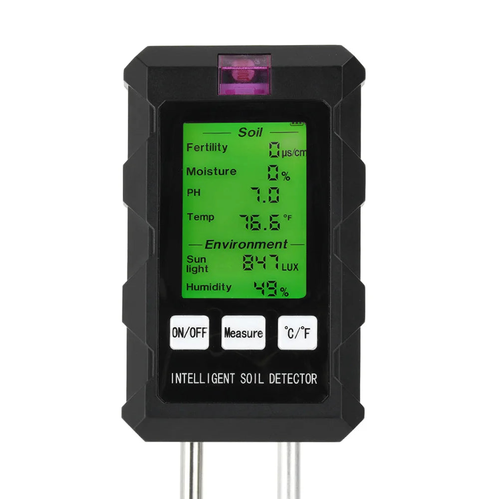 Digital Soil PH Meter 6 in 1 Multifunctional Soil Moisture Tester ℃/℉ Temperature Meter Light Meter Soil Quality Detector Oasis Select