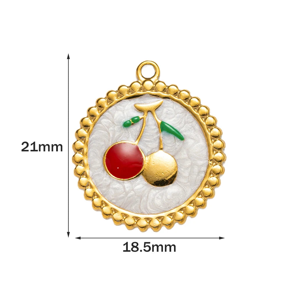 5pcs Stainless Steel Enamel Flower Pearl Bead Charms Earring Pendant for DIY Necklace Bracelet Jewelry Making and Crafting Oasis Select D Red Golden
