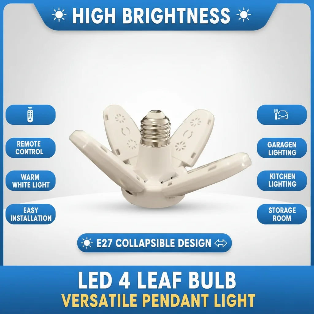 E27 LED 4-Leaf Folding Bulb 28W – Garage & Kitchen Ceiling Light