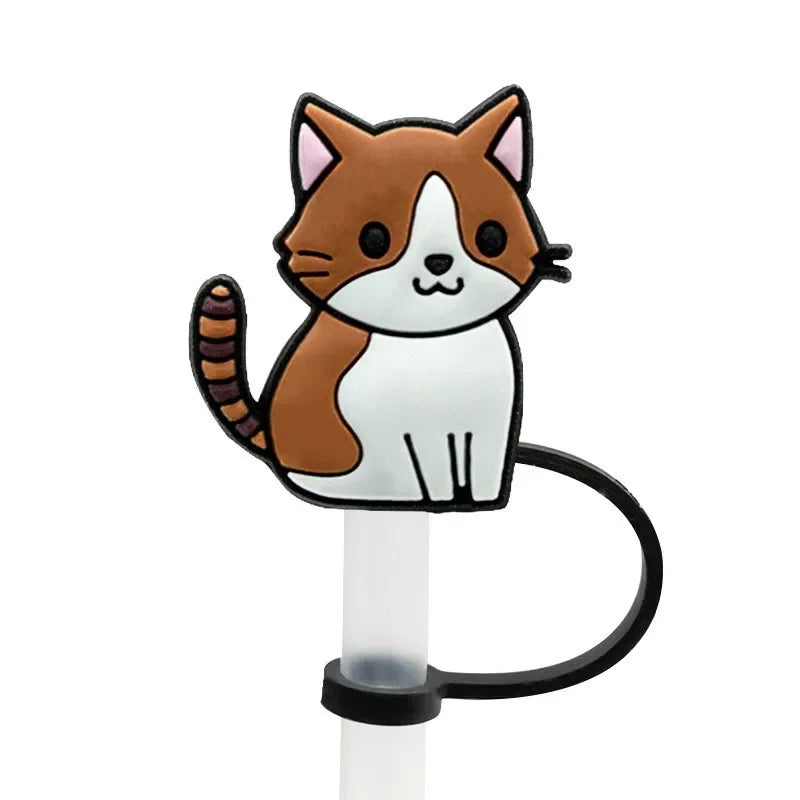 1PCS Straw Cover Cap Black White Cat ,8mm Silicone Straw Cap Accessories for Tumbler Cup,Creative Dustproof Straw Plug Charm Oasis Select 3