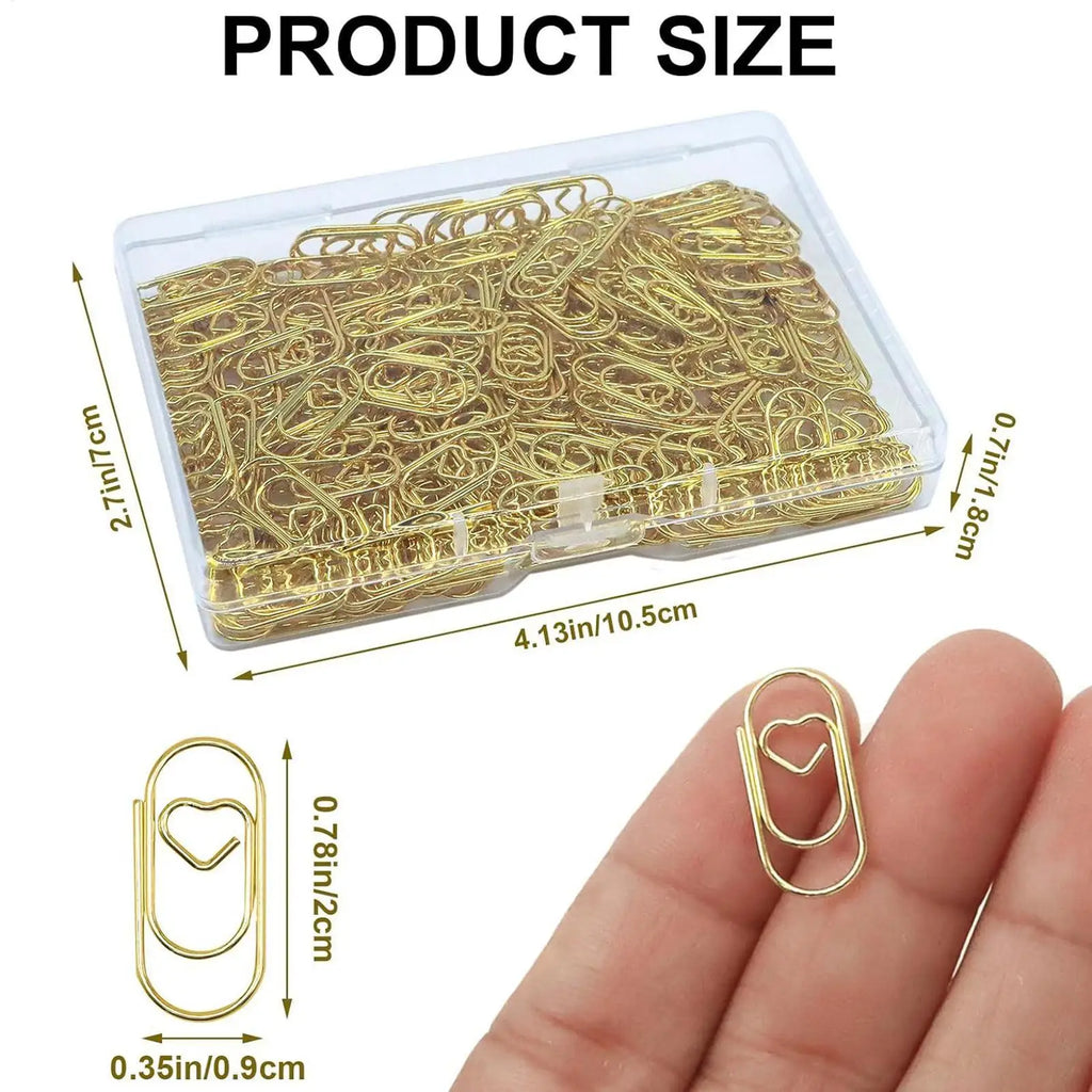 100Pcs Creative Mini Heart Paper Clips Paperclip Card Photo Tickets Holder Binder Clamps For Notebook Planner Bookmarks Clip Oasis Select
