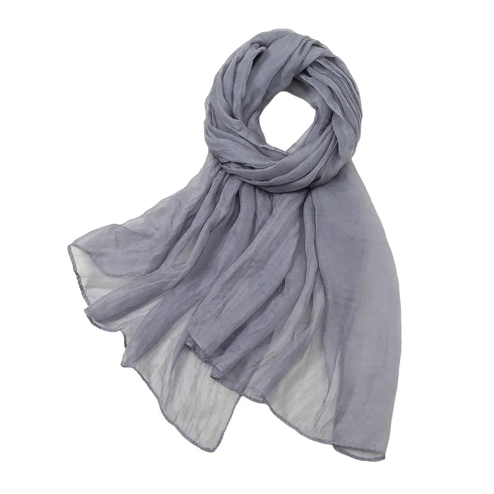 Elegant Solid Color Chiffon Scarf Thin Protection Sunscreen Shawl Soft Long Female Wrap Shawls Summer Oasis Select Grey