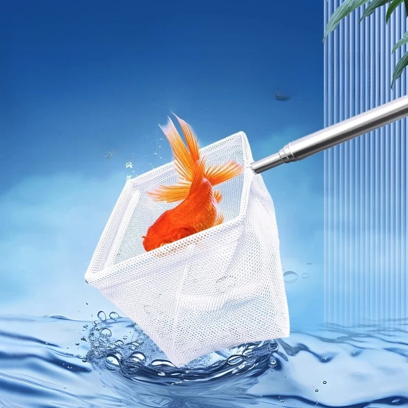 Fish Tank Fishing Net 3D Stainless Steel Retractable Portable and Easy-to-use Fish Fishing Net Bag Cleaning Accessories Oasis Select
