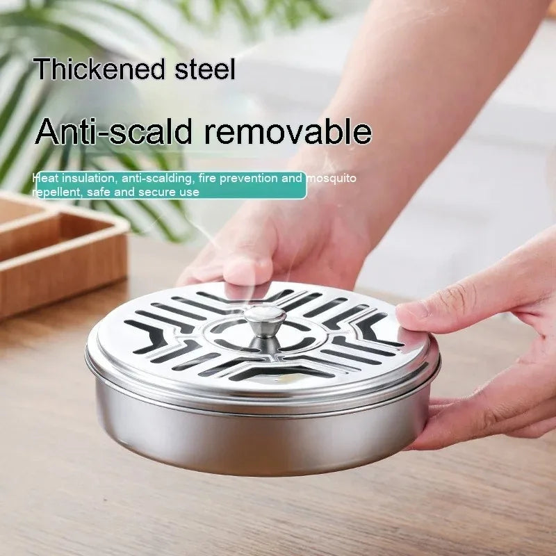 Stainless Steel Mosquito Coil Holder with Fireproof Cover Incense Coil Holder Oasis Select