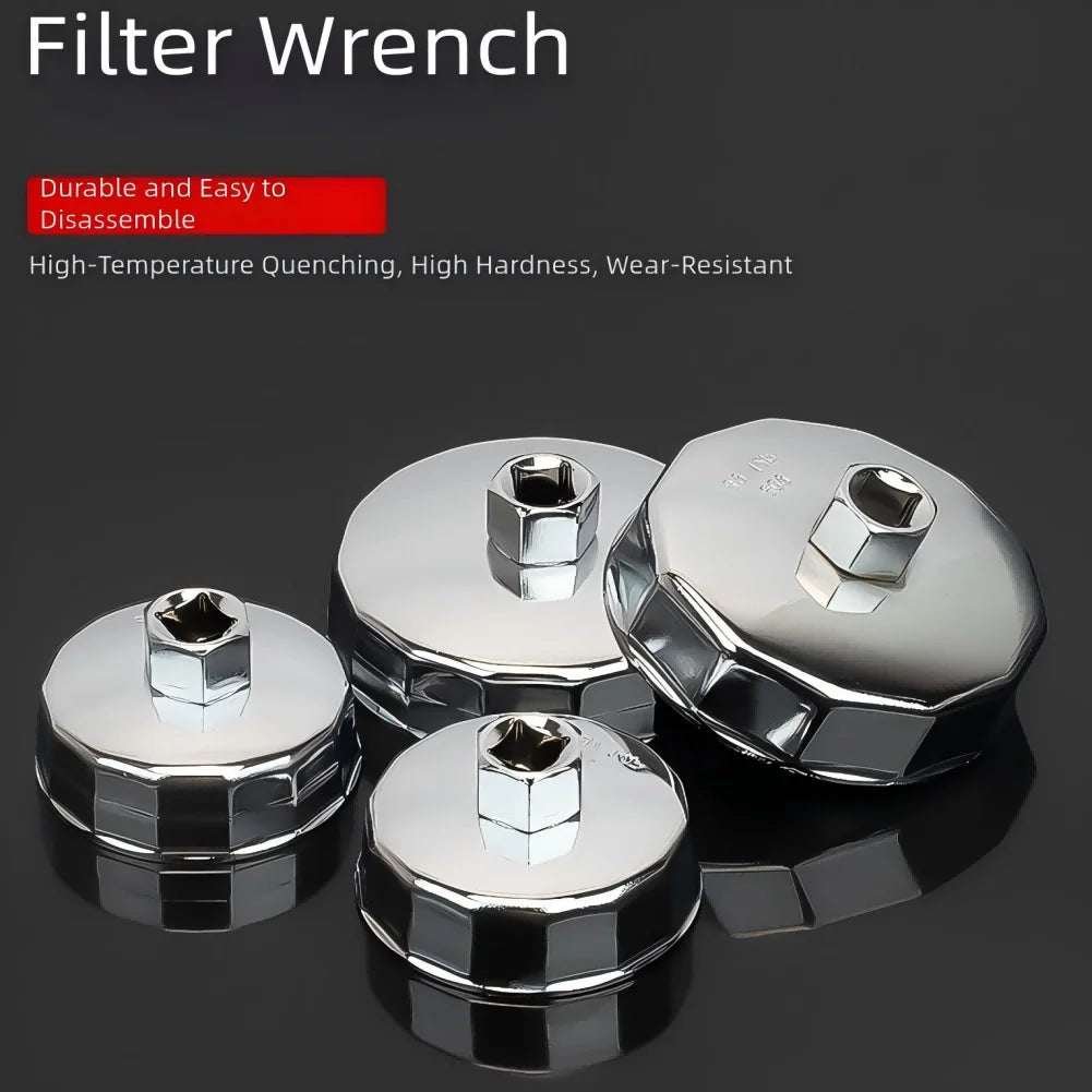 64mm-89mm End Cap Machine Filter Removal Tool 1/2inch Square Drive Oil Filter Remove Tool Machine Filter Hand Tool Oasis Select