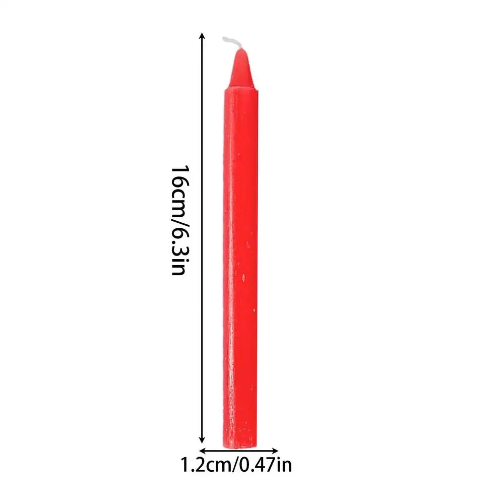 Survival Candles 10X Natural Wax Unscented Candle Red/White Survival Supplies Short Taper Candles for Wedding Blessing Home Oasis Select Red