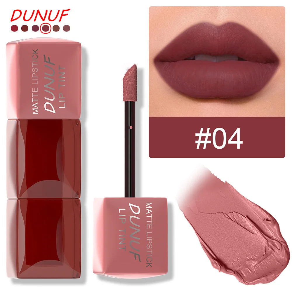 DUNUF Velvet Matte Lip Gloss – Waterproof, Hydrating, 6 Shades