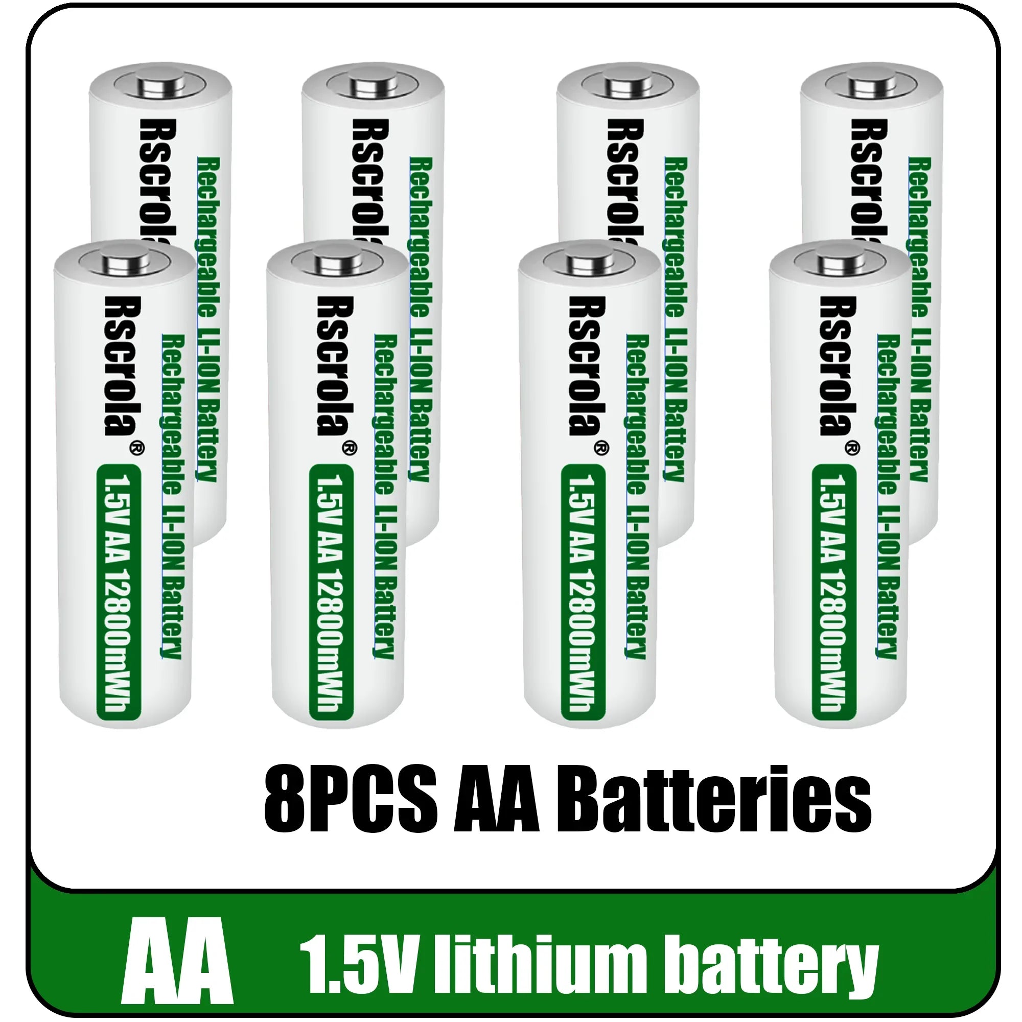 Universal Rechargeable 1.5V AA 12800mWh Lithium ion Battery Fast charging with Charger for Camare Clock Mouse Fan Electric Toys Oasis Select 8 PCS Batteries
