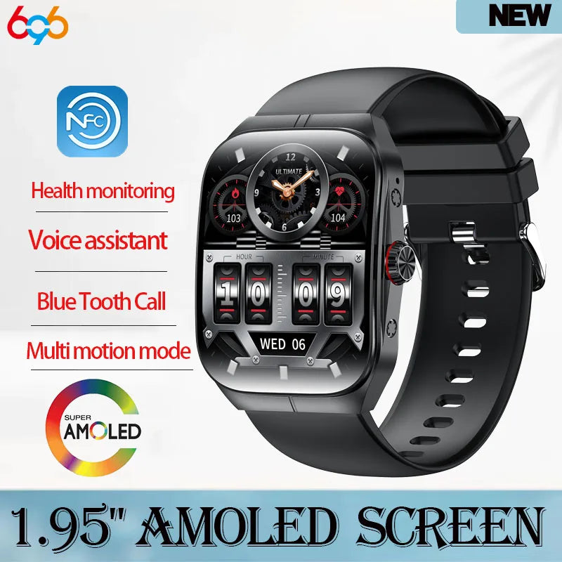 Men Smartwatch Women Sports Health Watches NFC 1.95" AMOLED Screen Music Waterproof Blue Tooth Call Heart Rate Voice Assistant Oasis Select