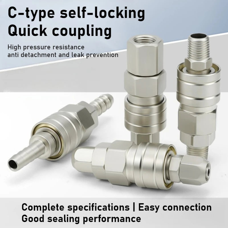 Pneumatic Fitting C Type Self-locking Quick Coupling Connector Coupler SP PP SM PM SH PH SF PF 10 20 30 40 For Air Compressor Oasis Select