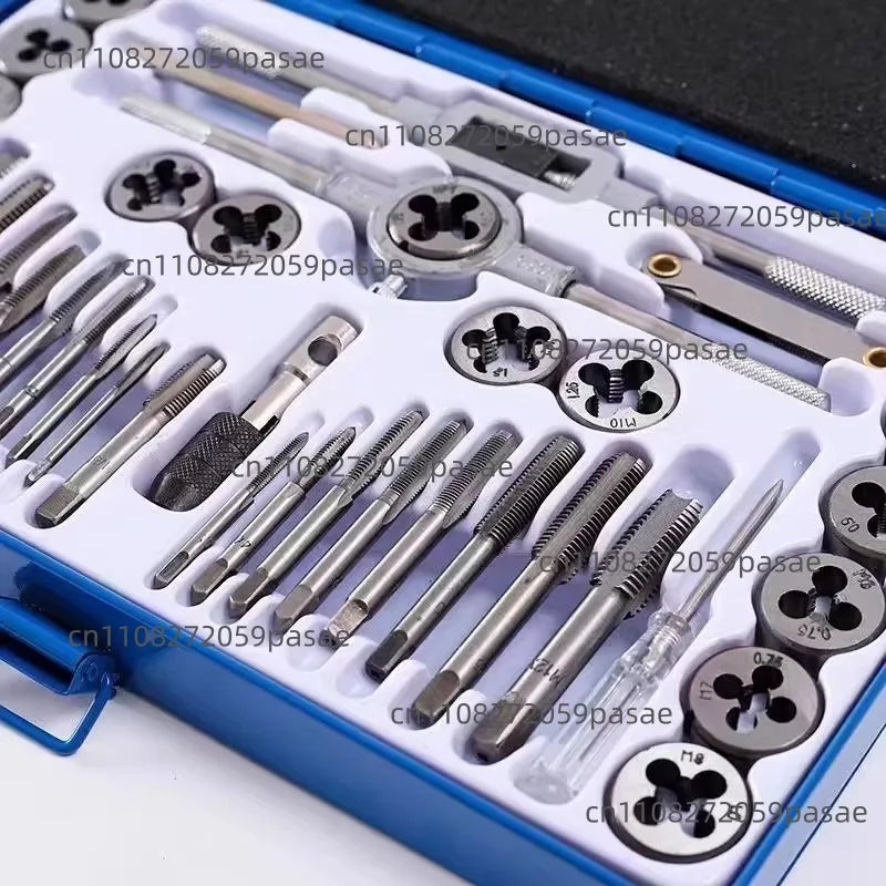 40Pc Tap and Die Set SAE Inch Size #4 To 1/2” Hand Threading Wrench Tools for Internal and External Threading Oasis Select