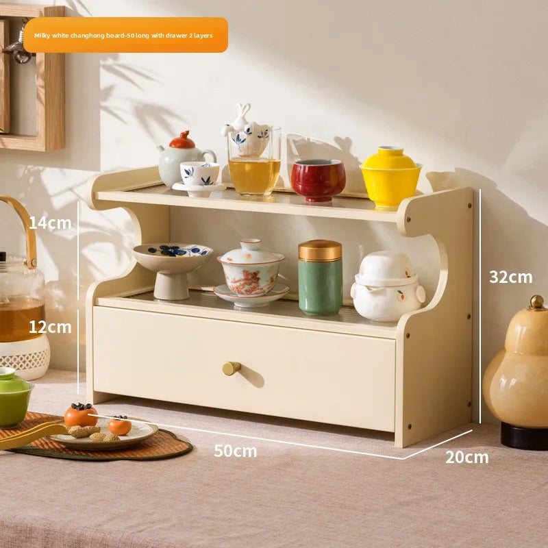 Desktop water cup shelf, shelf, modern simple new Chinese Bogu rack, with tea extraction set, teapot storage and placement rack Oasis Select Milk White 2-50 CH