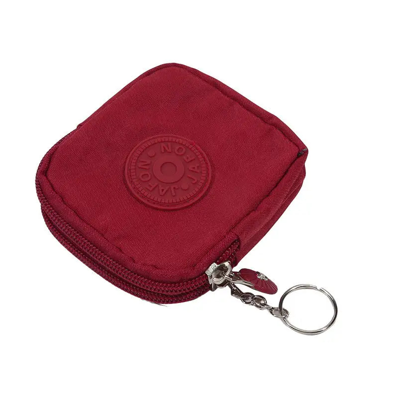 Mini Nylon Waterproof Coin Purses Key Bag Wallets Portable Square Small Card Holder Zipper Zero Wallets Card Bags Headphone Bags Oasis Select Red
