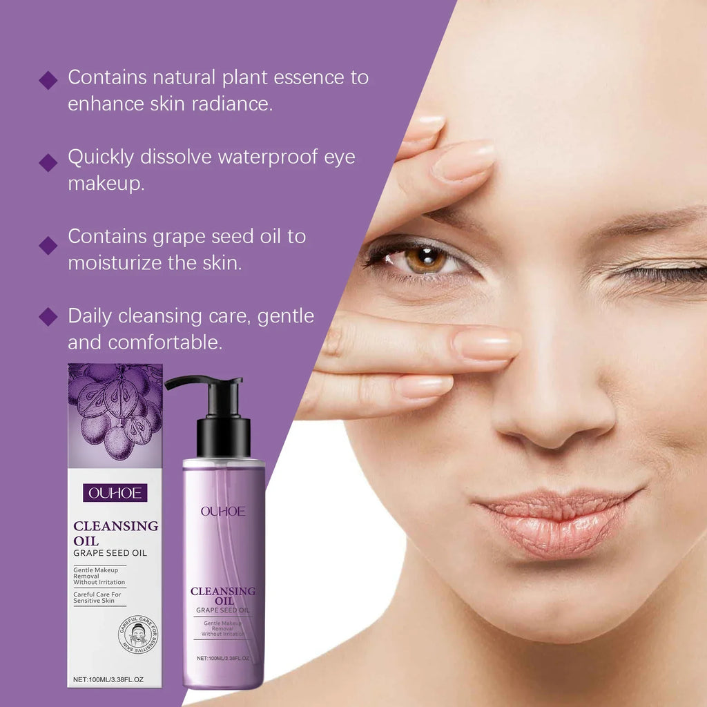 Grape Seed Cleansing Oil Makeup Remover – Sensitive Skin Facial Cleansing Oil Oasis Select