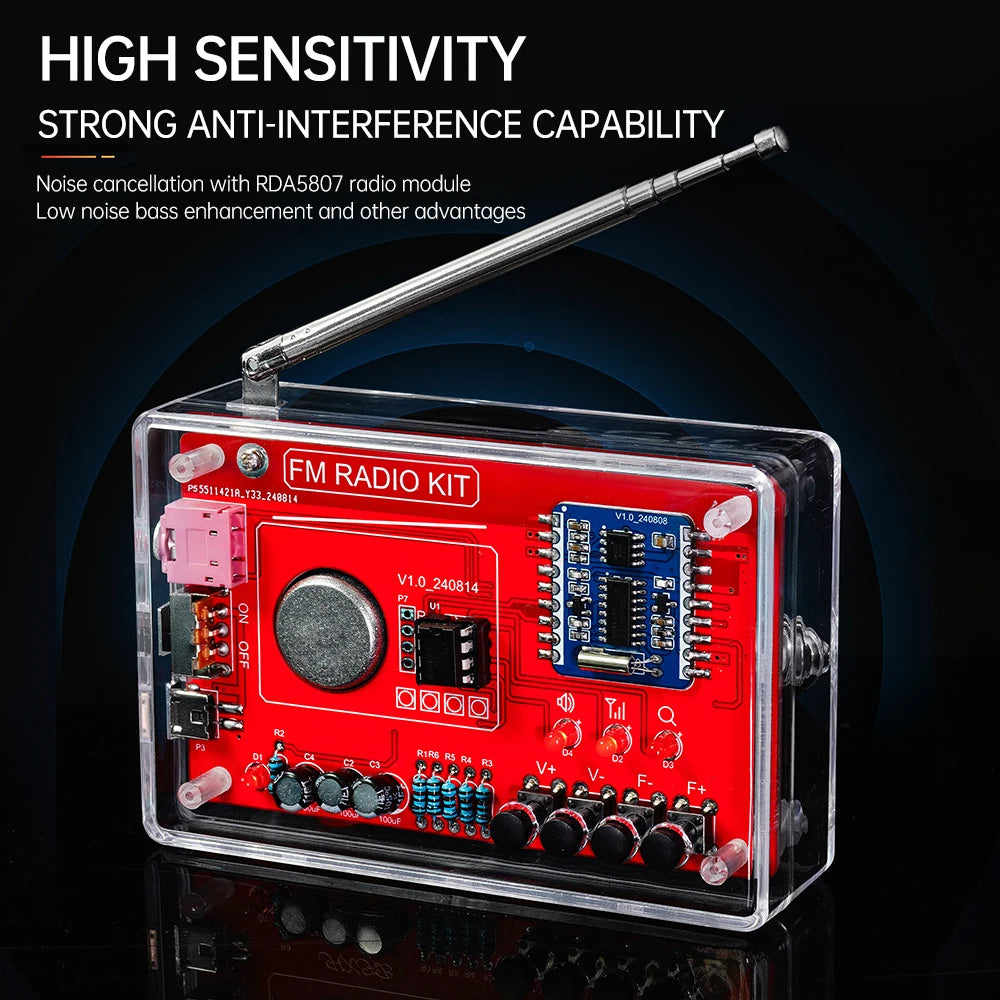 RDA5807 87-108MHZ FM Radio DIY Kit Welding Practice Parts Simple/with Digital Display Micro USB Oasis Select