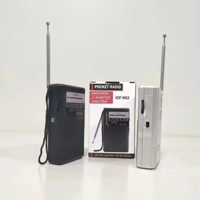 Outdoor Radio Stereo Radio ICF-962 AM/FM Pocket Pointer Radio 2 x AA Battery Operated for Indoor Outdoor Camping Emergency Us Oasis Select