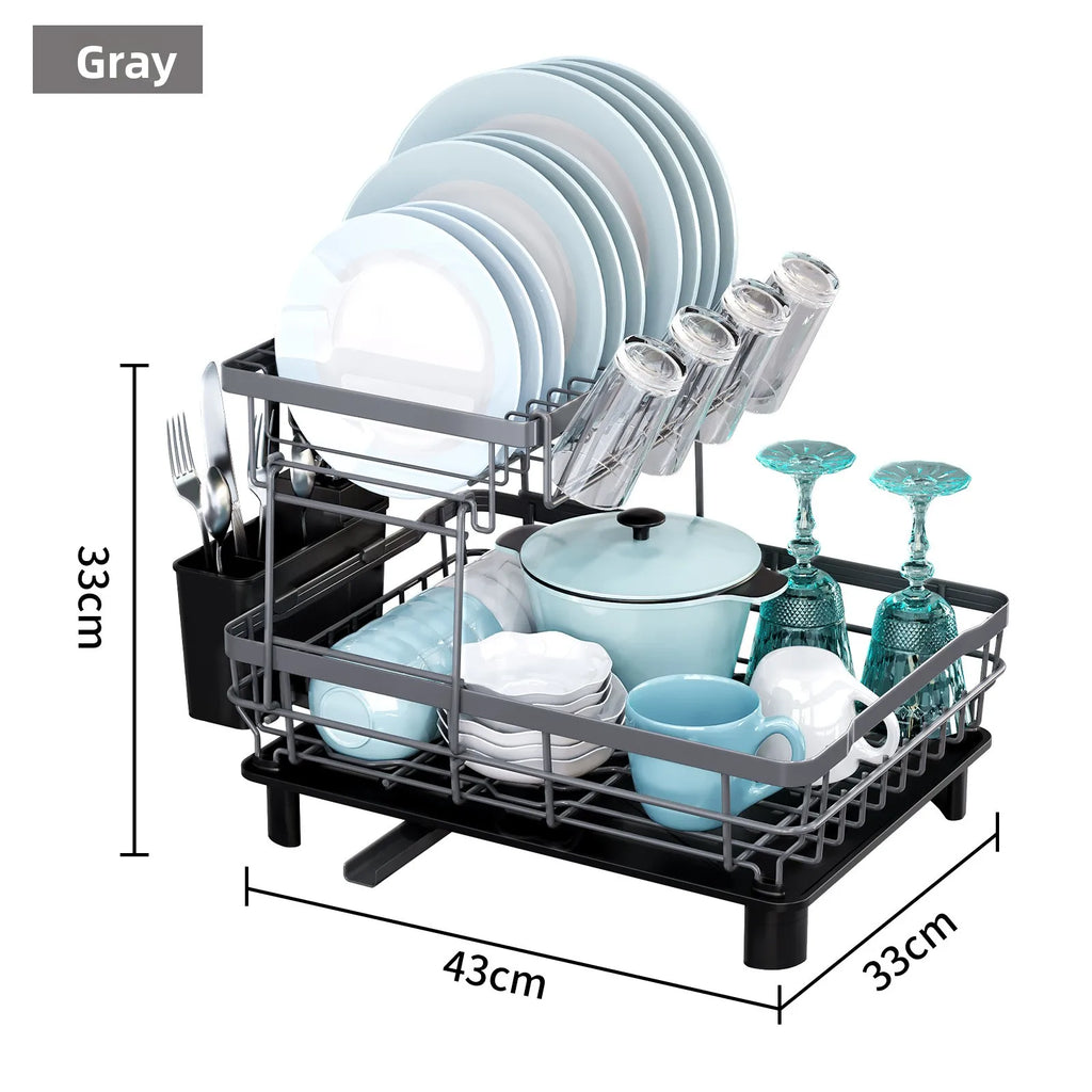 Kitchen Shelf Dishes and Dishes Storage Rack Drain Rack Household Multifunctional Dish Rack Dish and Chopsticks Storage Box Oasis Select grey