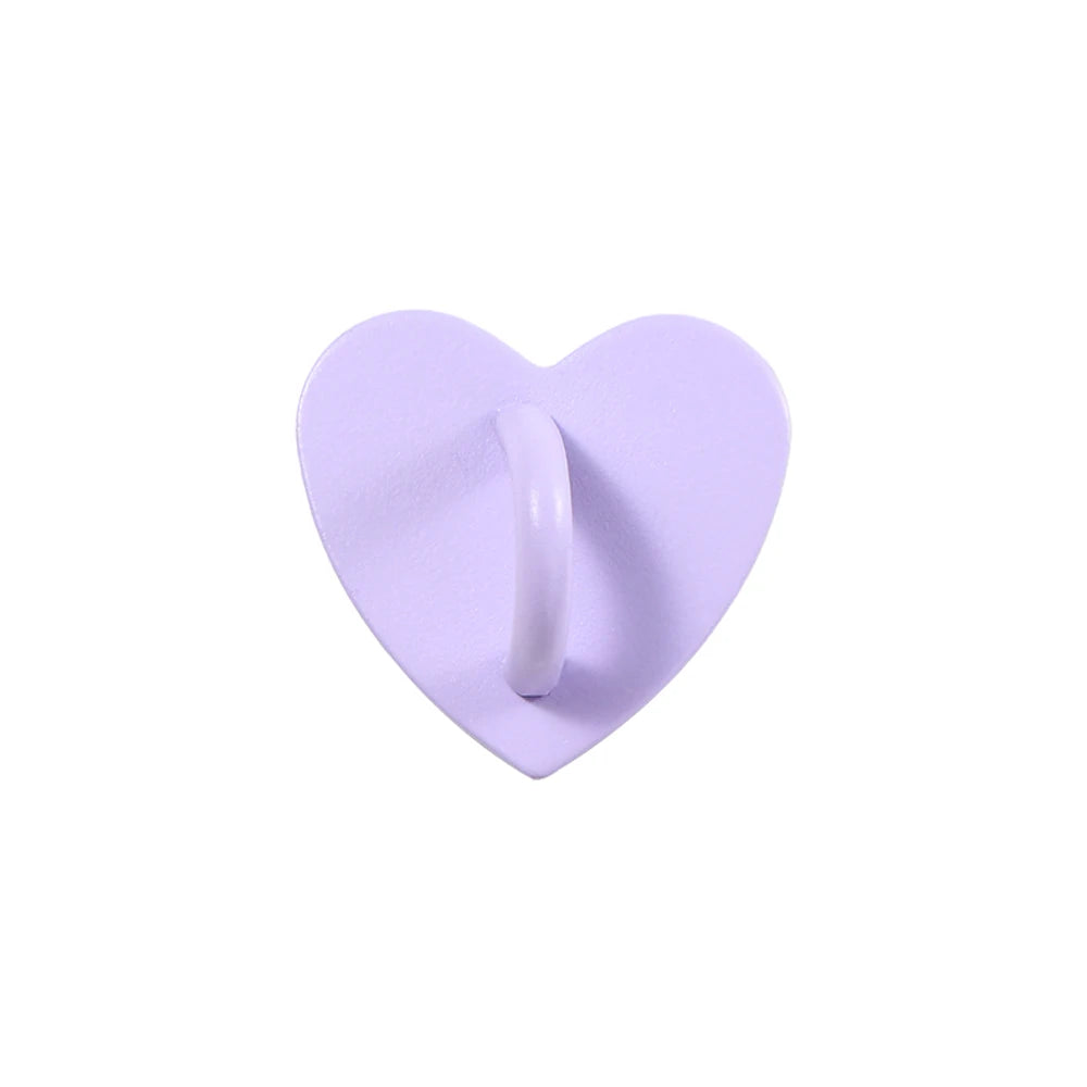 2Pcs Kawaii Adhesive Metal Heart Phone Charm Holder Mobile Phone Case Finger Ring Stand Hooks Buckle Charms Clasp Accessories Oasis Select Purple