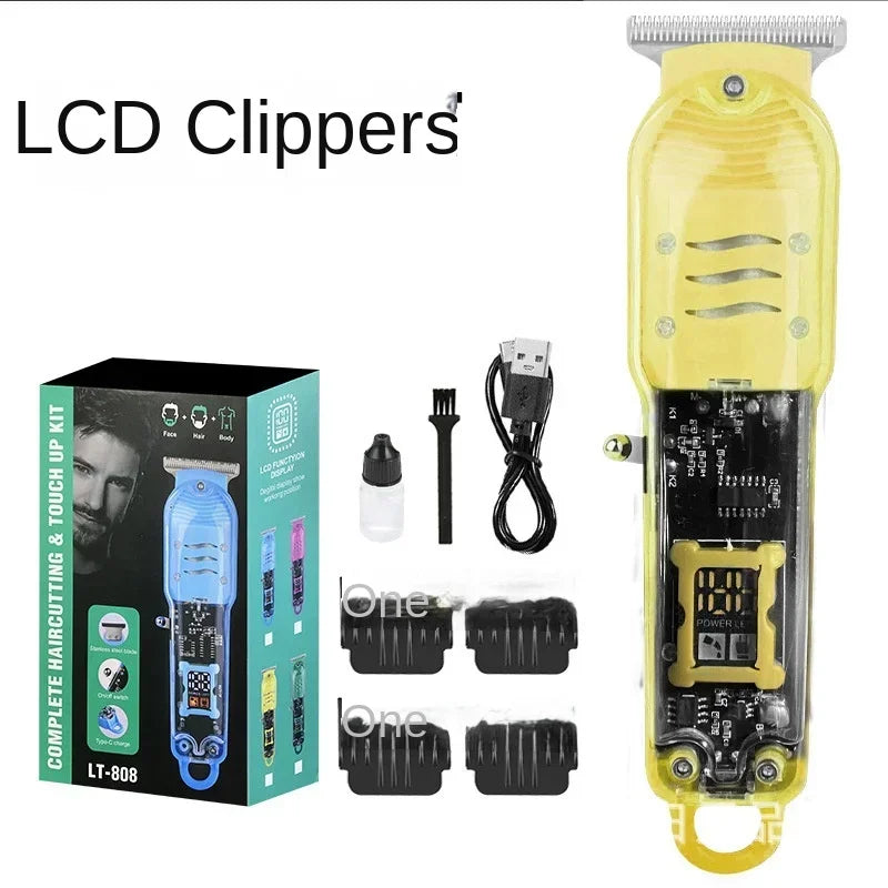 Professional Hair Cutting Machine Rechargeable Clipper Transparent Electric Hair Trimmers For Men Cordless Hair Cut Machine Oasis Select Yellow