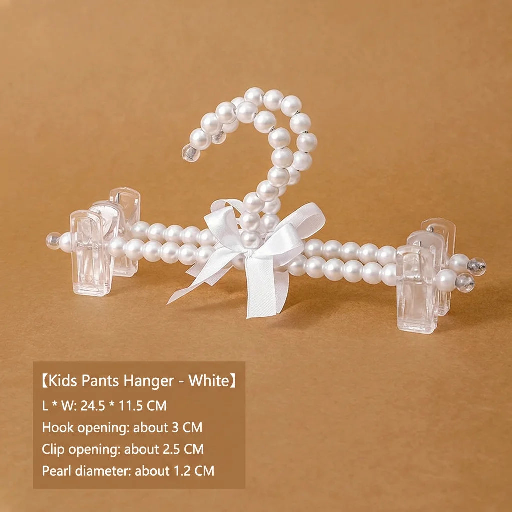 Plastic Pearl Decorative Hanger Clothing Accessory for Children Skirts Dresses and Wardrobe Organization Oasis Select White1