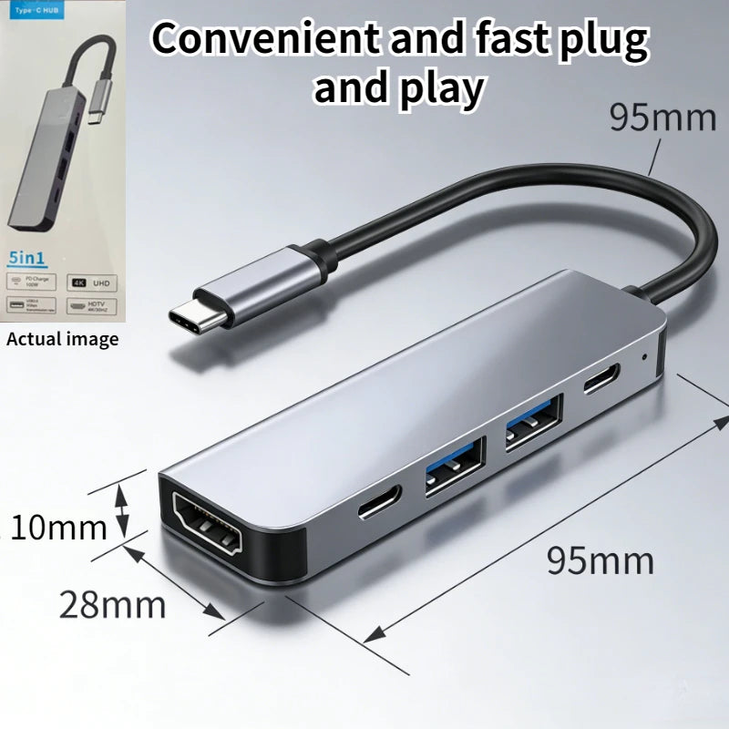 USB 3.0 Type C Adapter Docking Ststion USB 2.0 Port TF SD PD Charging Dock for MacBook iPad Pro Samsung Dex TV Projector Mouse Oasis Select