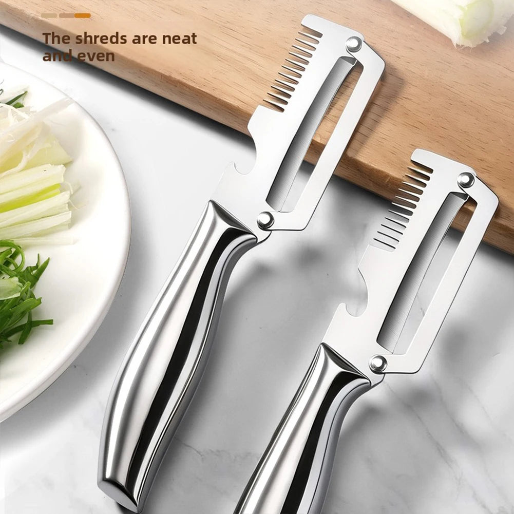 3-in-1 Stainless Steel Vegetable Peeler & Scallion Shredder