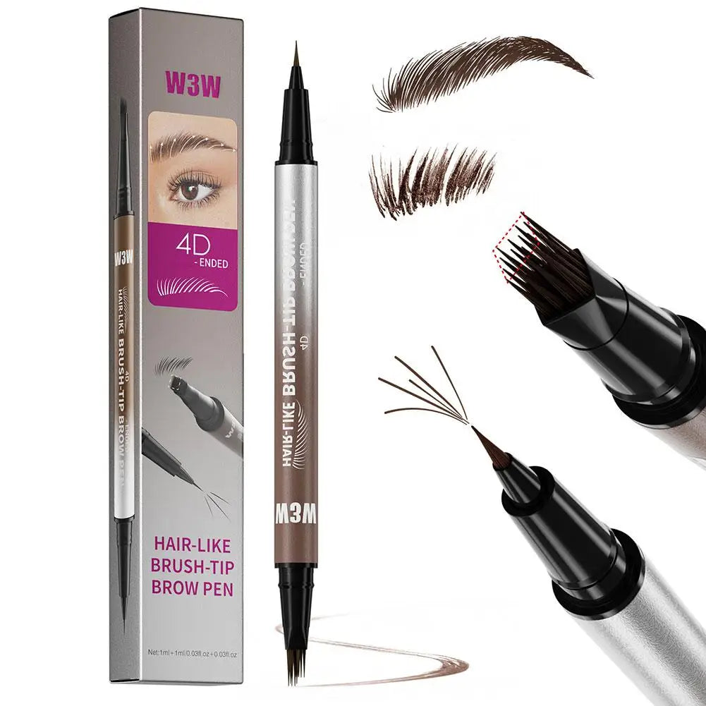 Hair Like 4D Micro Sculpting Eyebrow Pencil Dual Ended Multiple Prong Long Lasting Non Smudged Eyeliner Makeup Oasis Select DARK BROWN
