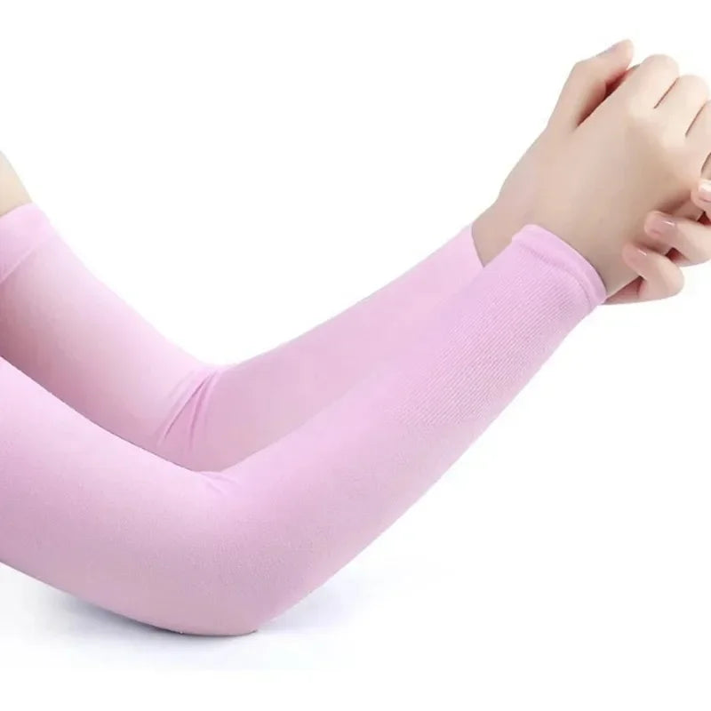 1/2pair Ice Silk Sun Protection Cuffs Gloves Sun Protection UV Protection Hand Protection Cover Anti Slip Summer Outdoor Cycling Oasis Select pink-1pair