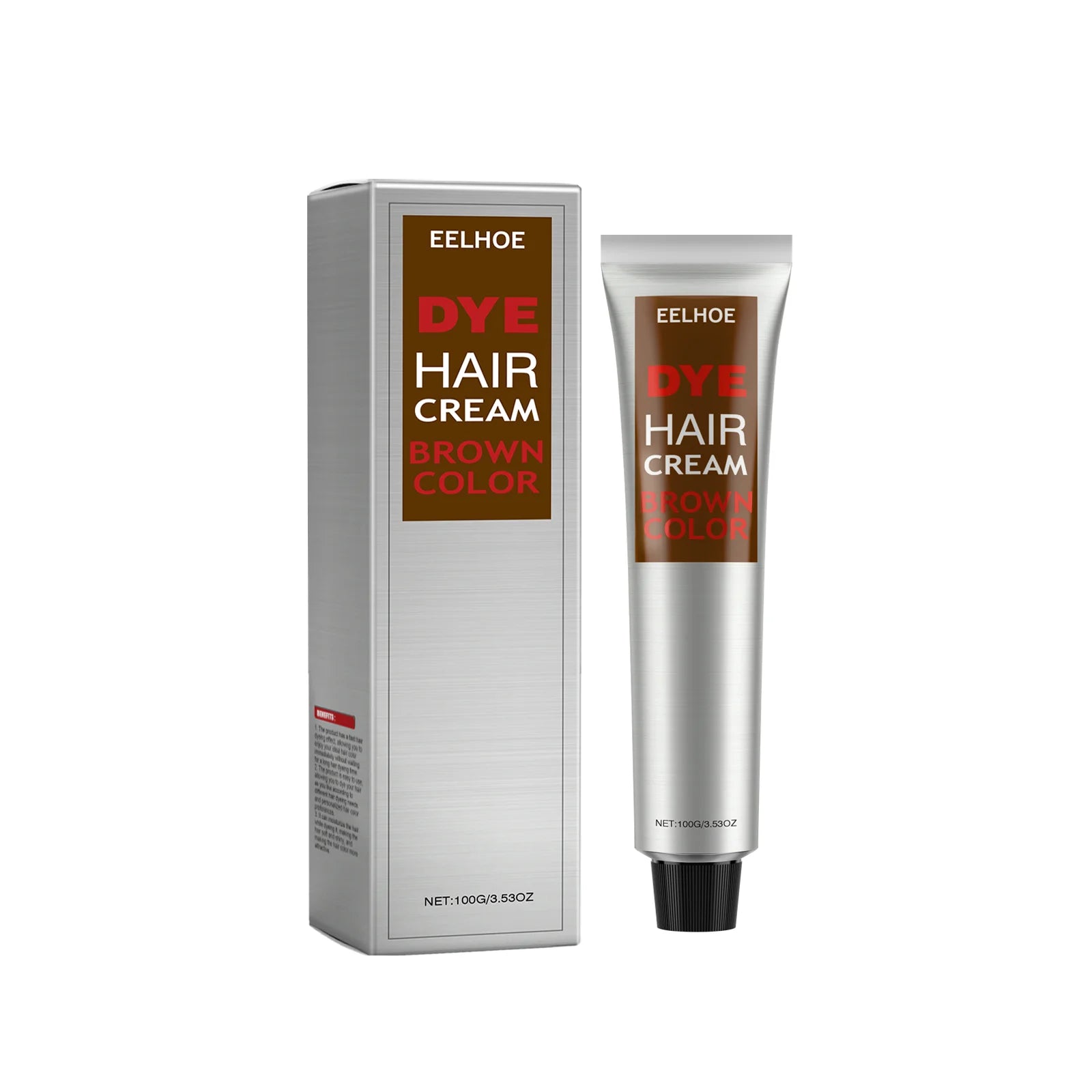 EELHOE Hair Dye Cream Smooth Silky Long Lasting Vibrant Color Nourishing Fashion Gentle Formula Protect Hair Coloring Cream 100g Oasis Select Brown