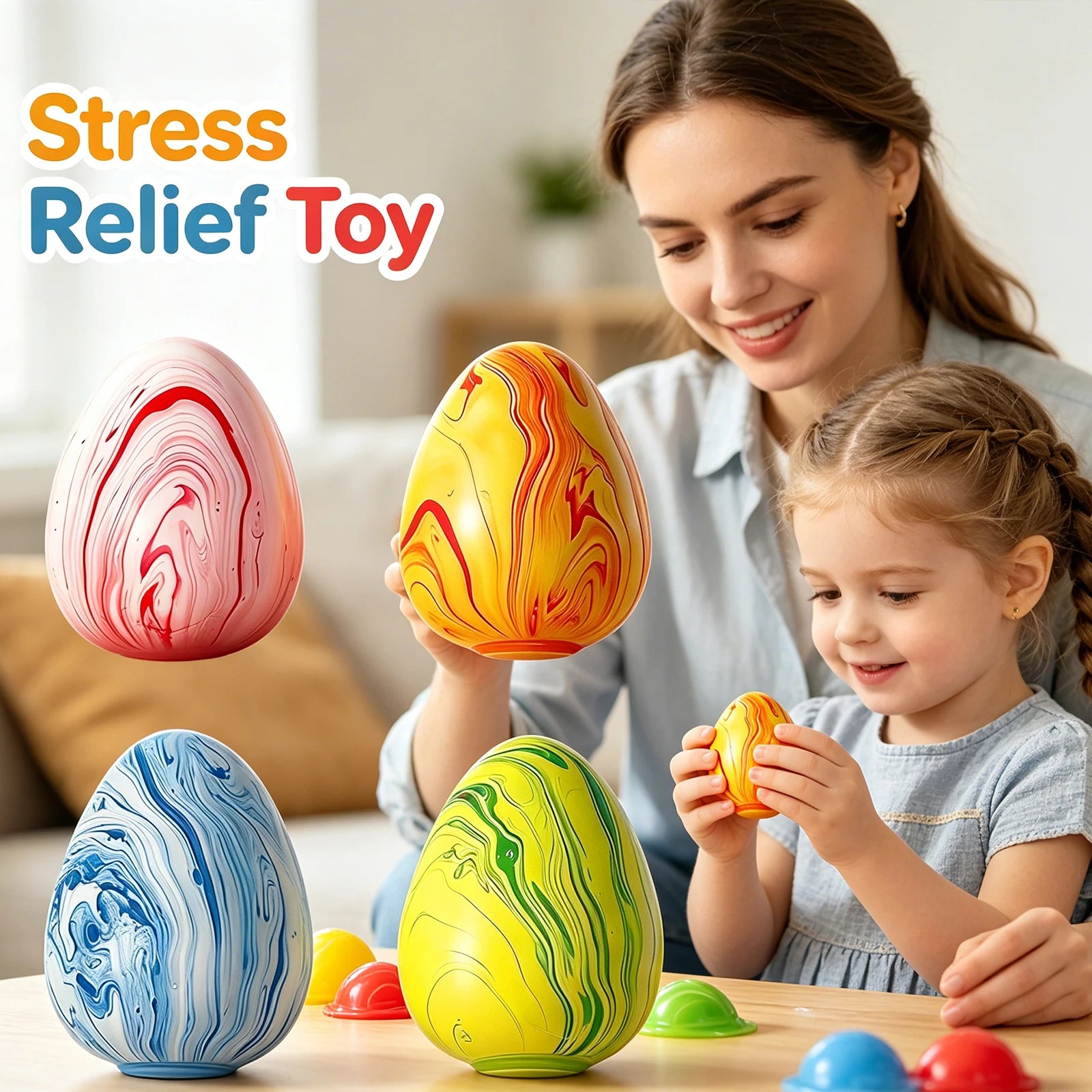 Marbled Egg Squishy Slow Rising Sensory Fidget Squeeze Toy