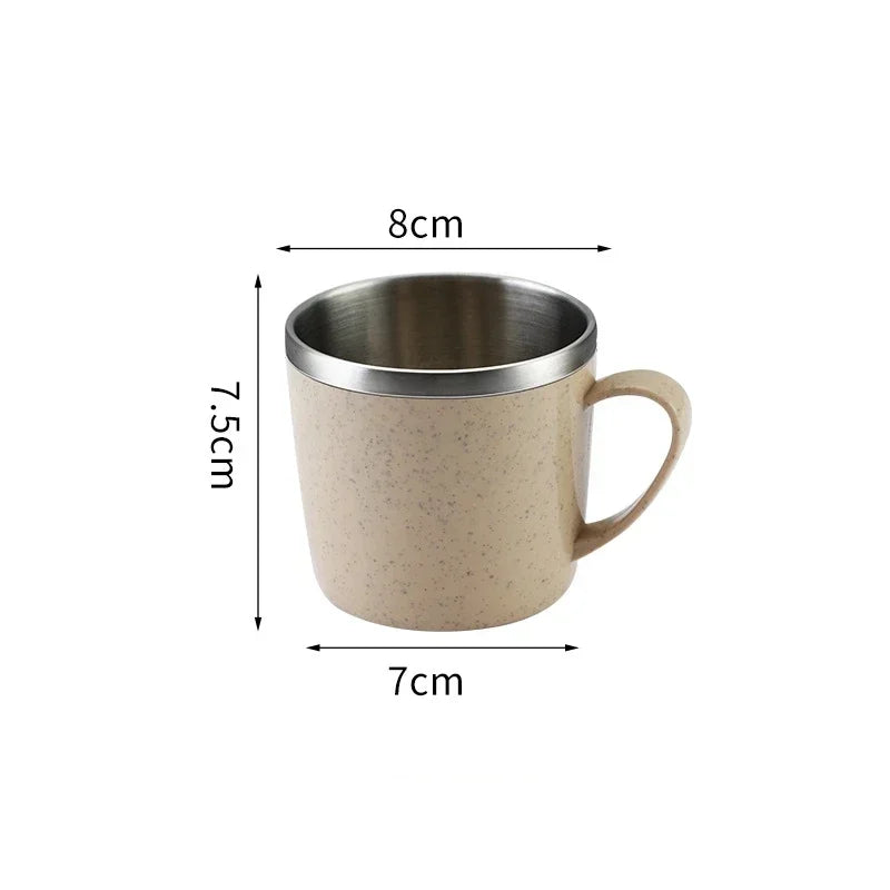 220ml Water Bottle Double Layer Anti-scalding 304 Stainless Steel Coffee Mug Milk Tea Drinks Water Cup with Handle Traveling Cup Oasis Select Beige 220ml