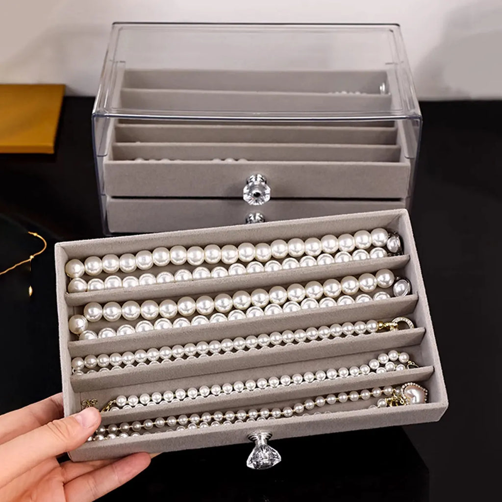 1pc Necklace Storage Box with Transparent Lid, 3-Layer Jewelry Tray Drawer Jewelry Display Box, Desktop Jewelry Box Oasis Select