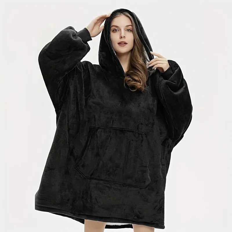 Cozy Oversized Reversible Fleece Hoodie Blanket - Soft Plush Wearable Sweatshirt with Kangaroo Pocket,Oversized Hoodie Blanket Oasis Select