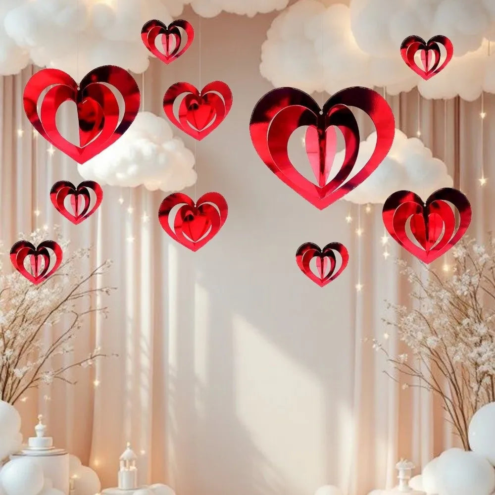 3D Love Flower Spiral Hanging Party Decorations – 16 Pcs