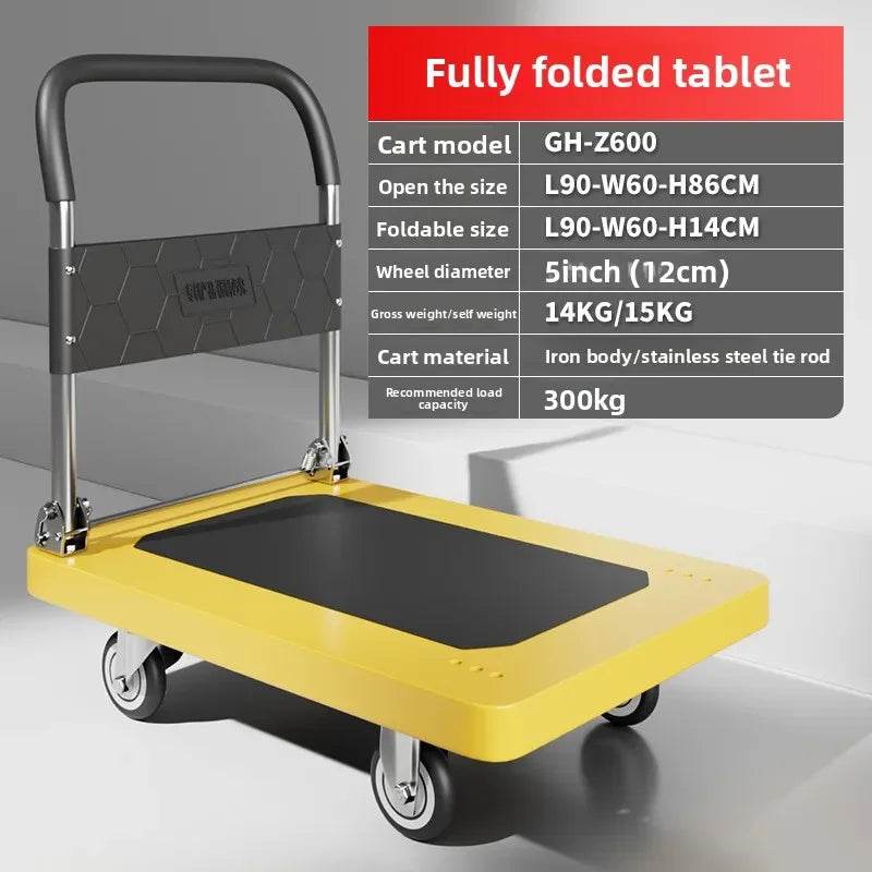 trolley truck, steel plate flatbed truck, portable folding silent household pulling cart, four-wheel folding trolley Oasis Select 90-60