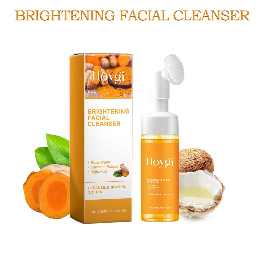 HOYGI Turmeric Kojic Acid Cleanser Foam Deep Clean Anti Acne Oil Control Fade Marks Blackhead Remover Brightening Face Was Oasis Select