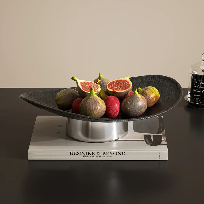 Fruit Bowl for Counter Leaf Fruit Bowl with Base Large Open Decorative Serving Plate Tabletop Centerpiece Modern Home Decor Oasis Select