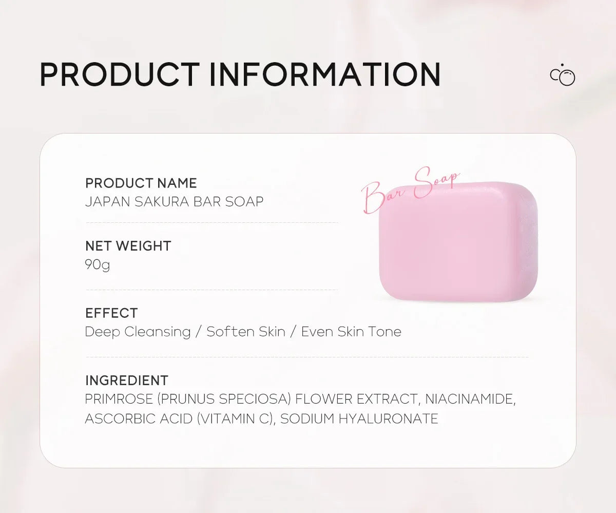 LAIKOU Sakura Facial Body Whitening Soap Reduces Acne Dark Spot Deep Cleaning Cutin For Face Body Skin Care 90g ﻿ Oasis Select