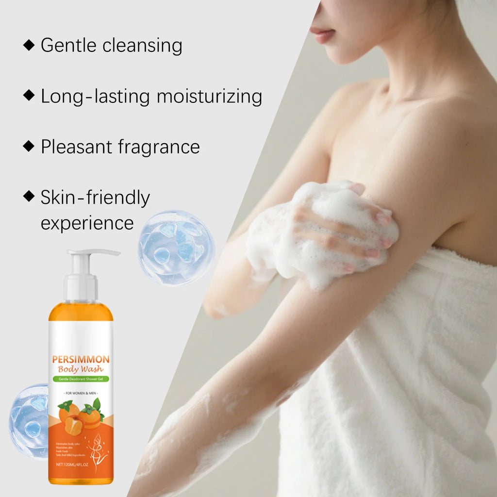 Persimmon Nourish Body Wash – Exfoliating Shower Gel 120ml Exfoliating Shower Gel Oasis Select