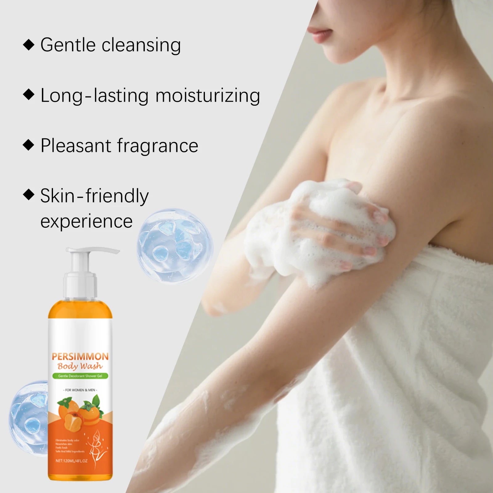 Persimmon Nourish Body Wash – Exfoliating Shower Gel 120ml Exfoliating Shower Gel Oasis Select