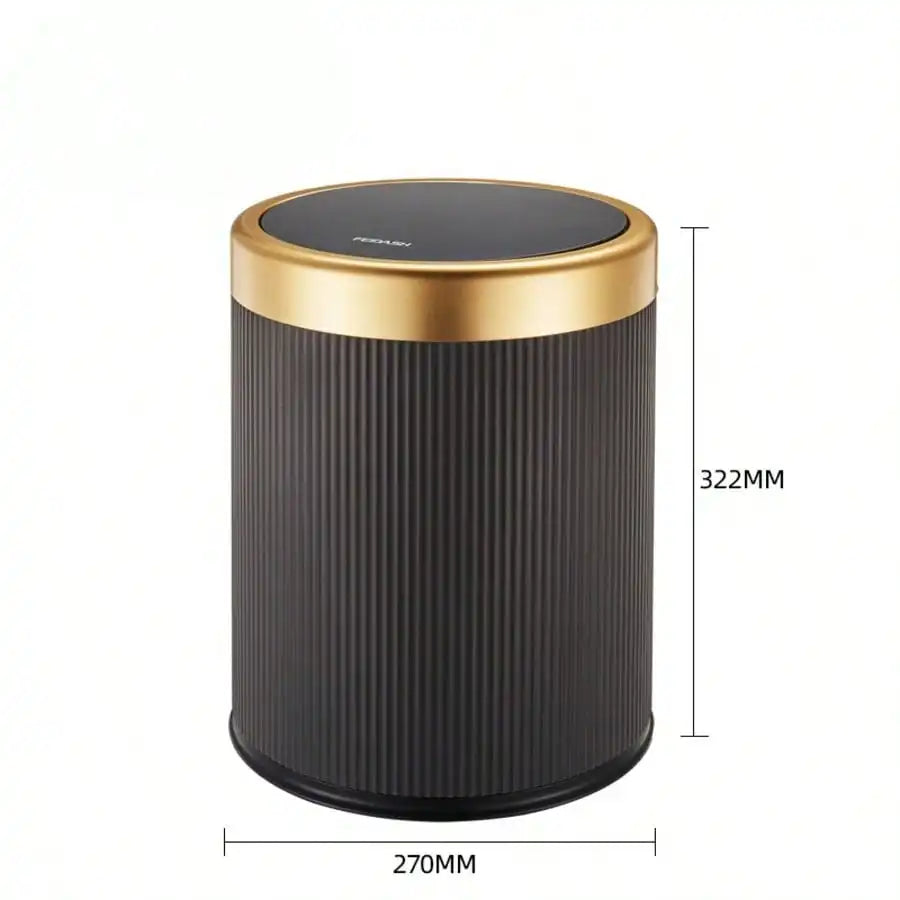 Fashionable Circular Wastebasket Durable Plastic Recycle Bin Large Capacity Double Double-layer Kitchen Garbage Cube Trash Can Oasis Select Black 15L