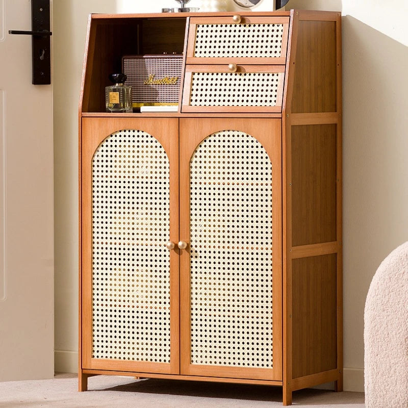 Solid wood shoe cabinet grid reticulated breathable household entrance entrance door door shoe cabinet storage entrance cabinet Oasis Select