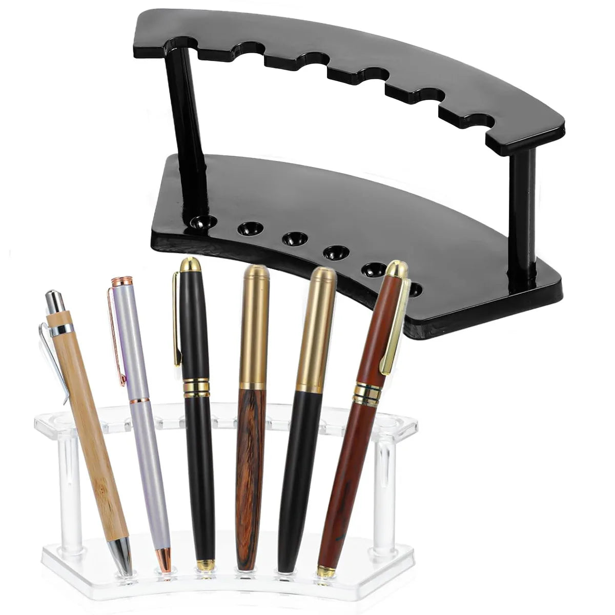 1pc,Vertical 6-slot pen holder, transparent plastic display stand, pencil holder, eyebrow pencil holder, makeup brush holder Oasis Select
