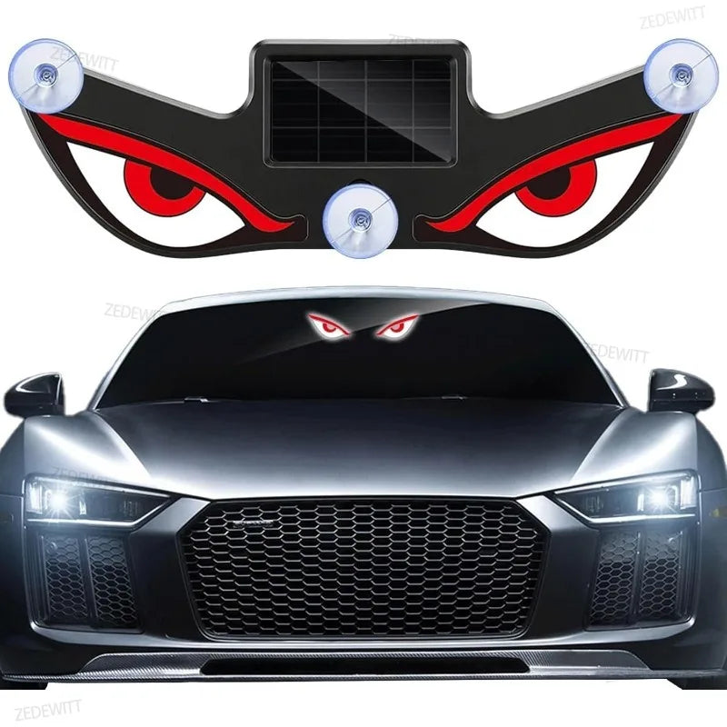 Solar Powered Neon LED Car Ambient Lamp Durable Wireless Cool Devil Eye Suction Cup USB Rechargeable Breathing Decoration Light Oasis Select Y2 1PC